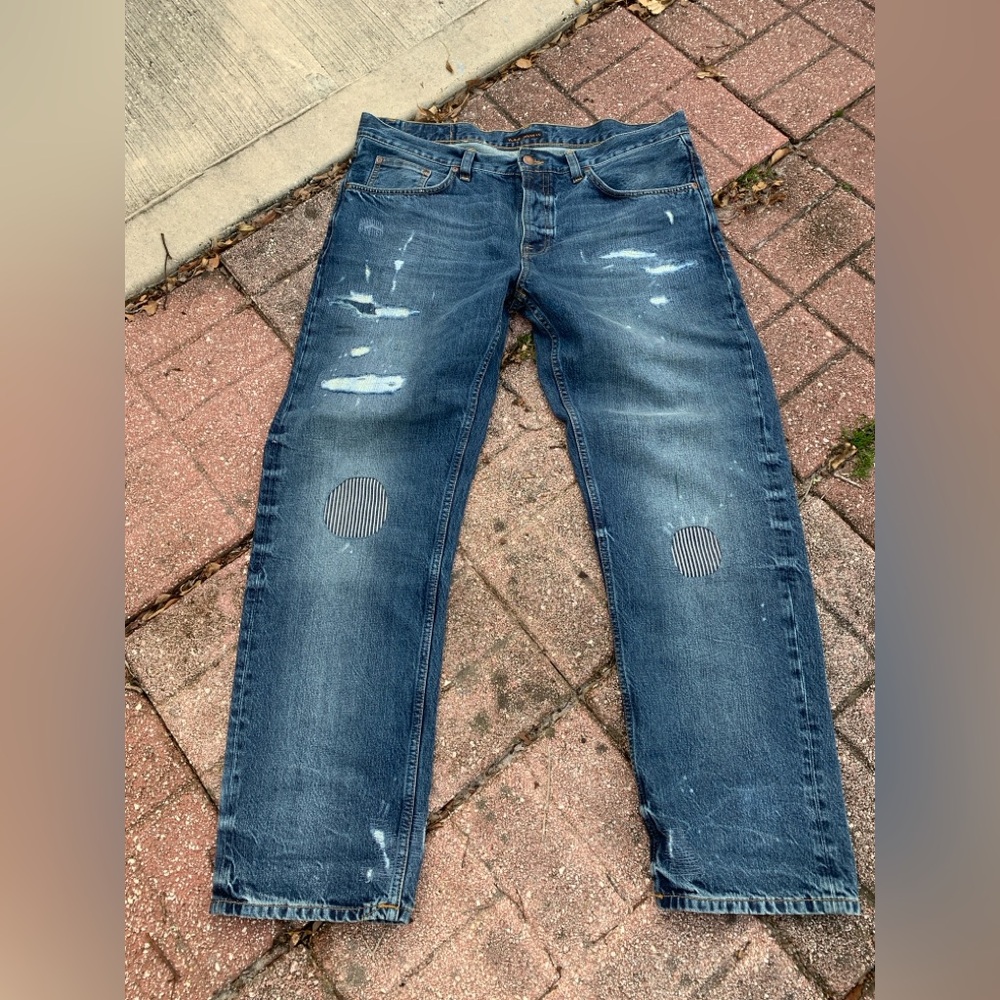 Men's nudie jeans “rad Rufus” majorna fleas wash denim jeans 36x32